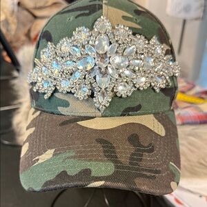 SellersMerch BOUGIE TRUCKER Camouflage Rhinestone Embellished Hat